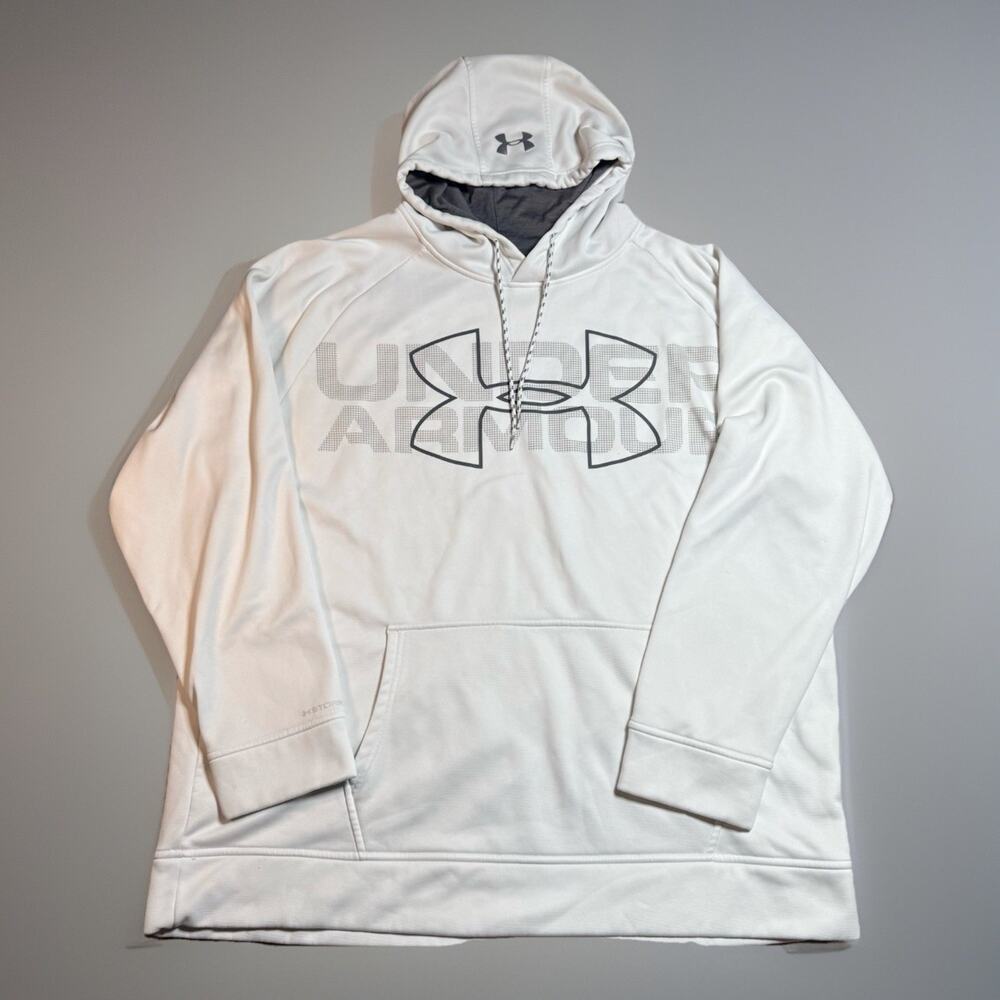Under Armour Storm Hoodie Men’s 3XL White Loose Fleece ColdGear Pullover